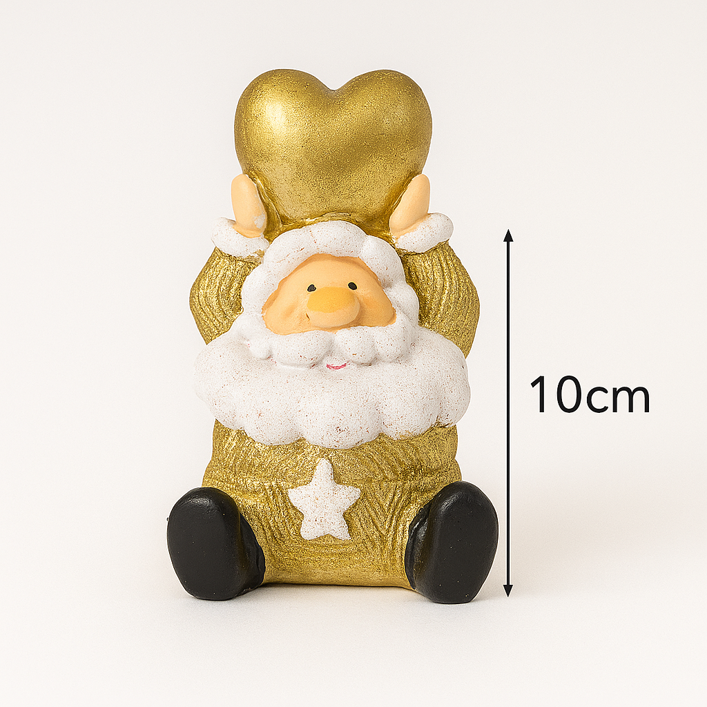 Pai Natal Decorativo Dourado – 10 cm