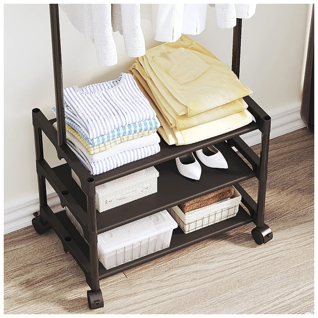 Cabide Organizador com Rodas e Prateleiras Ajustáveis