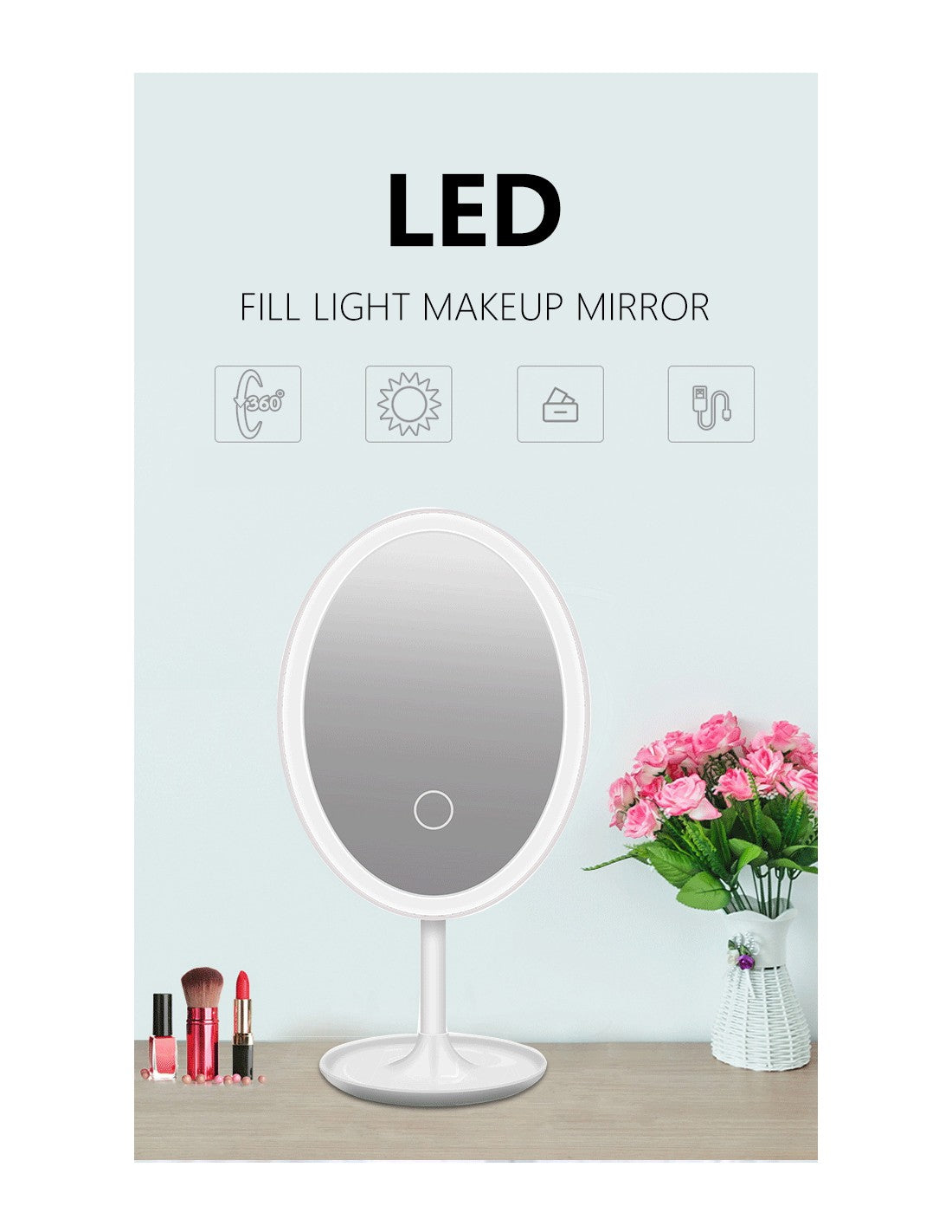 Espelho LED para Maquilhagem QA-T641